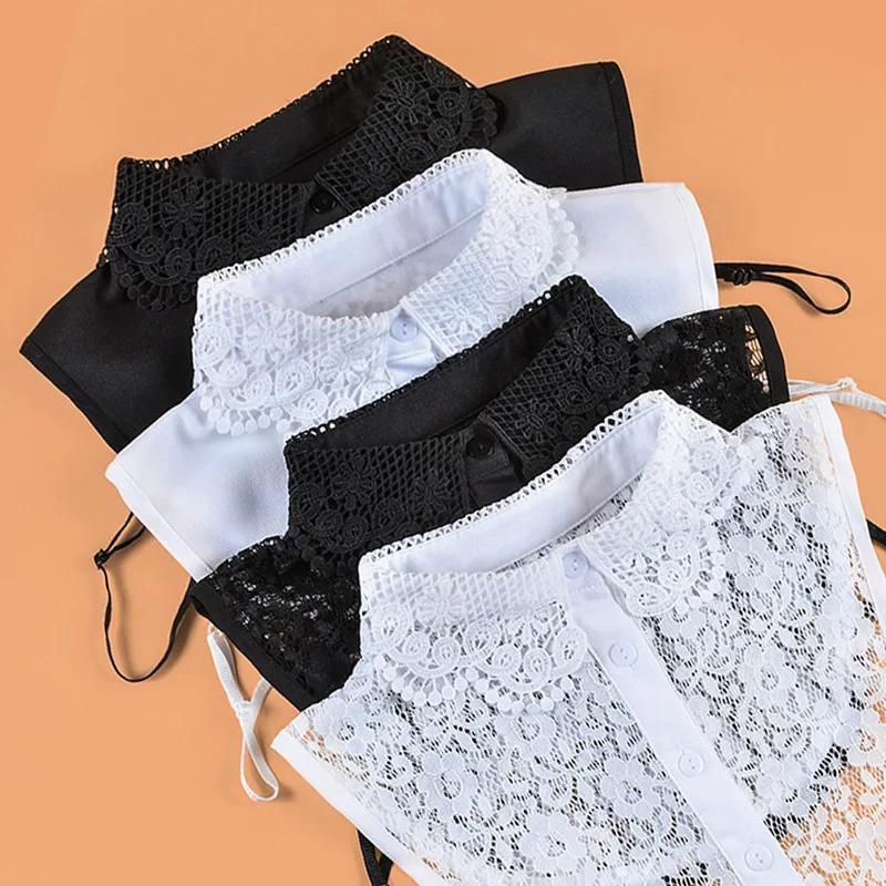 Perfect Match Chiffon Women Hollow Out Floral Lace Fake Collar Sweater Detachable Lapel Half Shirt Blouse Female False Collars Nep Kraagie