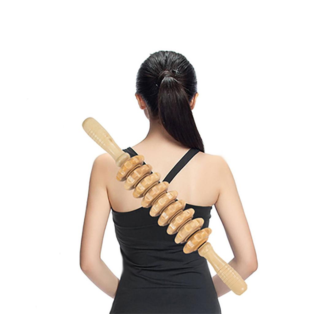 12 Roller Massage Tool Wood Therapy Body Massage Anti Cellulite Roller Stick