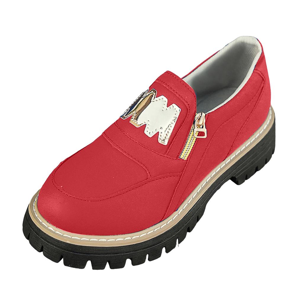 Thick Soled Leather Loafers For Women Fashionable And Casual Zippered Slip British Casual Sandals for Women Casual Summer Wedge