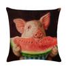 Lovely Animal Oil Painting Pillowcase Flax Cushion Leaning On Household Sofa Adornment Cushion Leaning On Covers