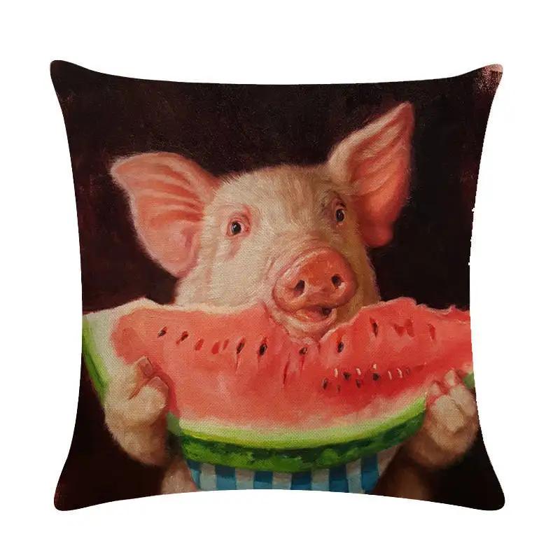 Lovely Animal Oil Painting Pillowcase Flax Cushion Leaning On Household Sofa Adornment Cushion Leaning On Covers