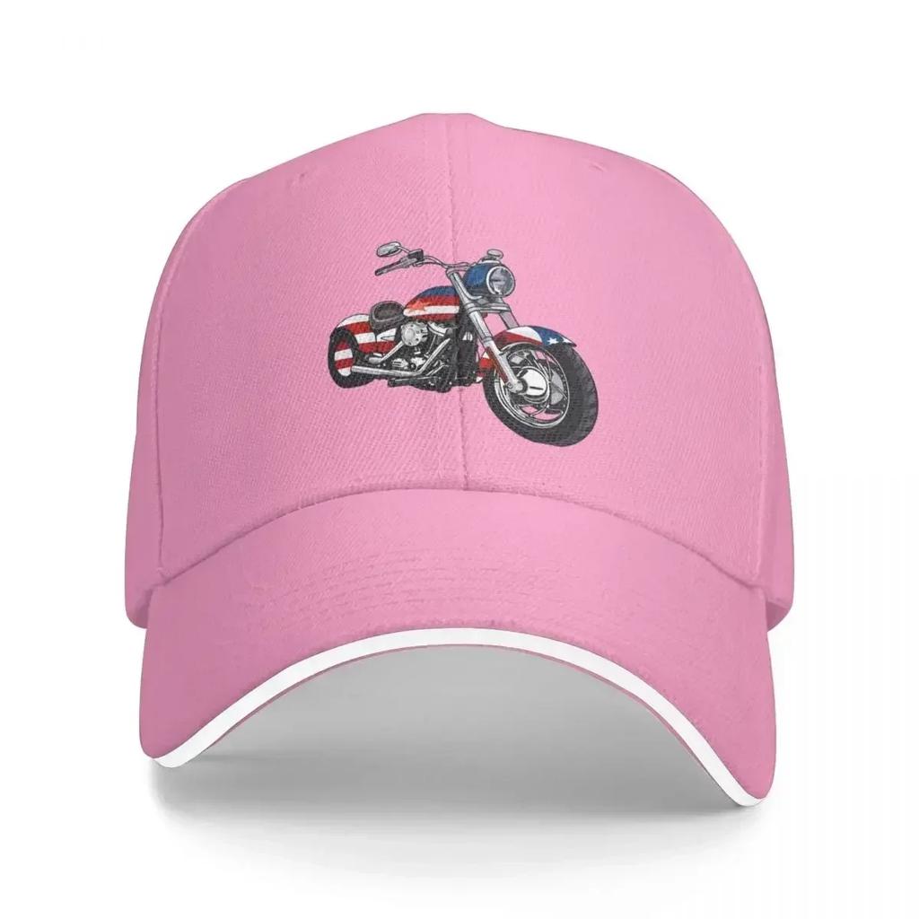 Motorcycle and American Flag Baseball Cap Uv Protection Solar Hat Streetwear summer hat Hats For Women Unisexs