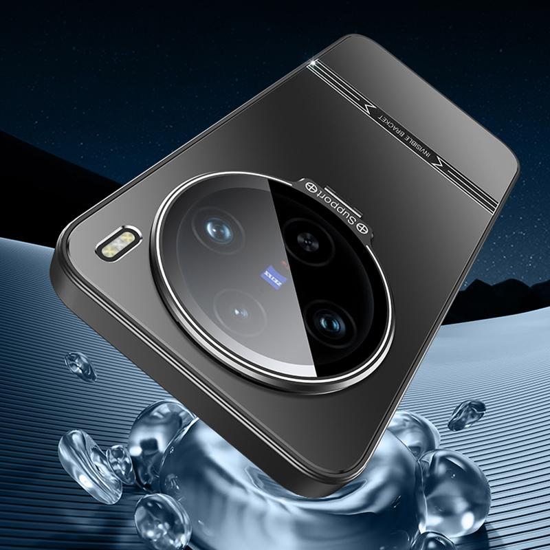 Phone Cover for Vivo X100 5G Matte PC+TPU Phone Shell with Lens Frame Kickstand