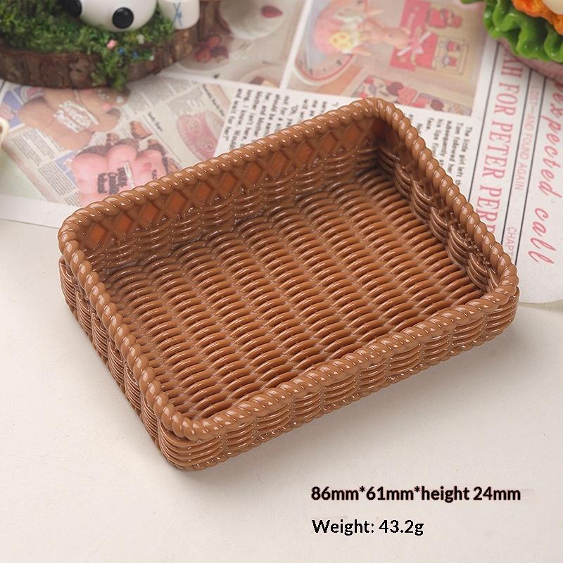 Simulation Mini 1/6 Scale Miniature Dollhouse Basketwork Bread Baguette Basket Food Model For Doll Accessories Toy