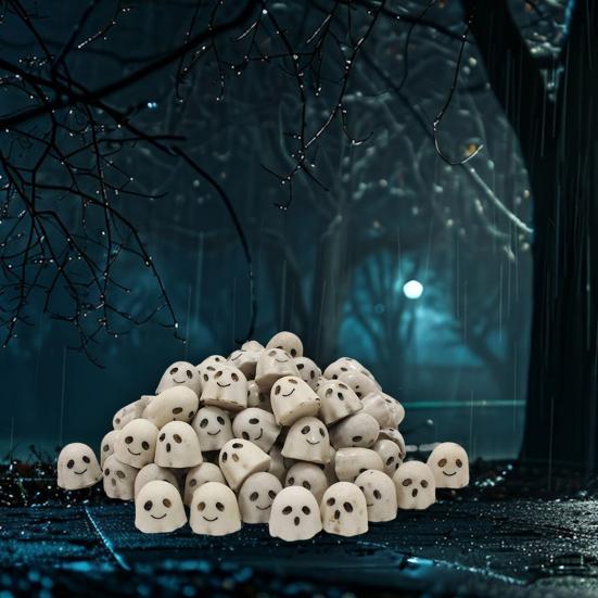 20 Pcs Halloween Miniature Ghost Figurine Cute Tiny Resin White Ghost Statue for Garden Bonsai Sand Table Decoration