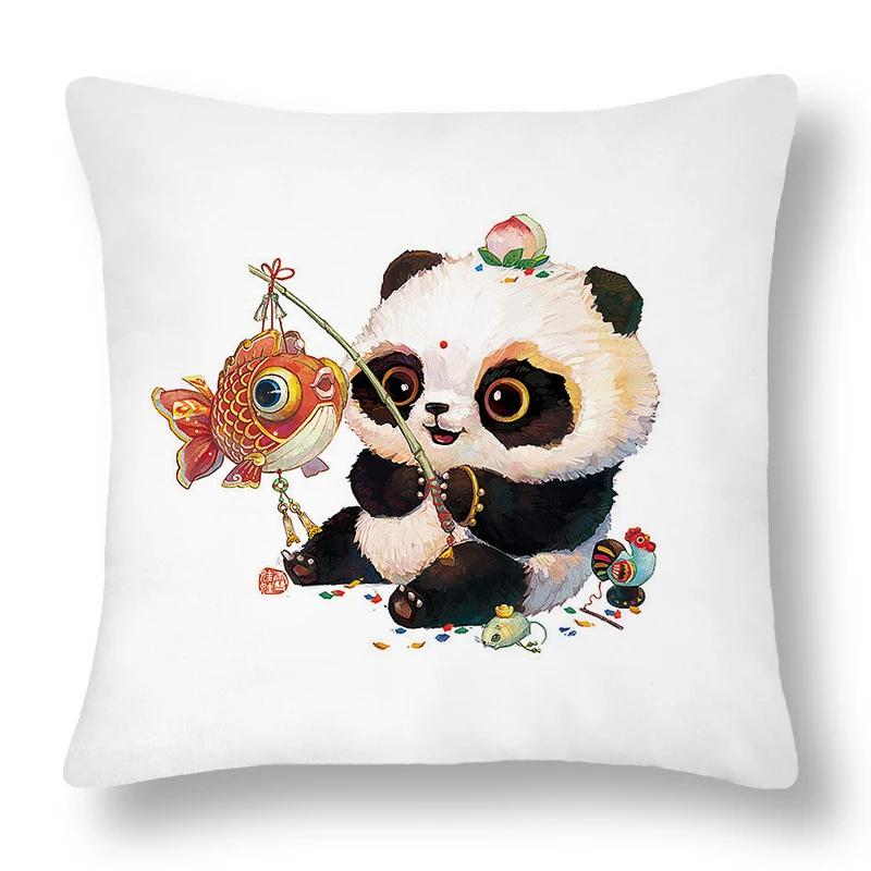 Cartoon Animal Panda Lion Pattern Cushion Cover Pillowcase Home Bedroom Living Room Sofa Car Decorative
