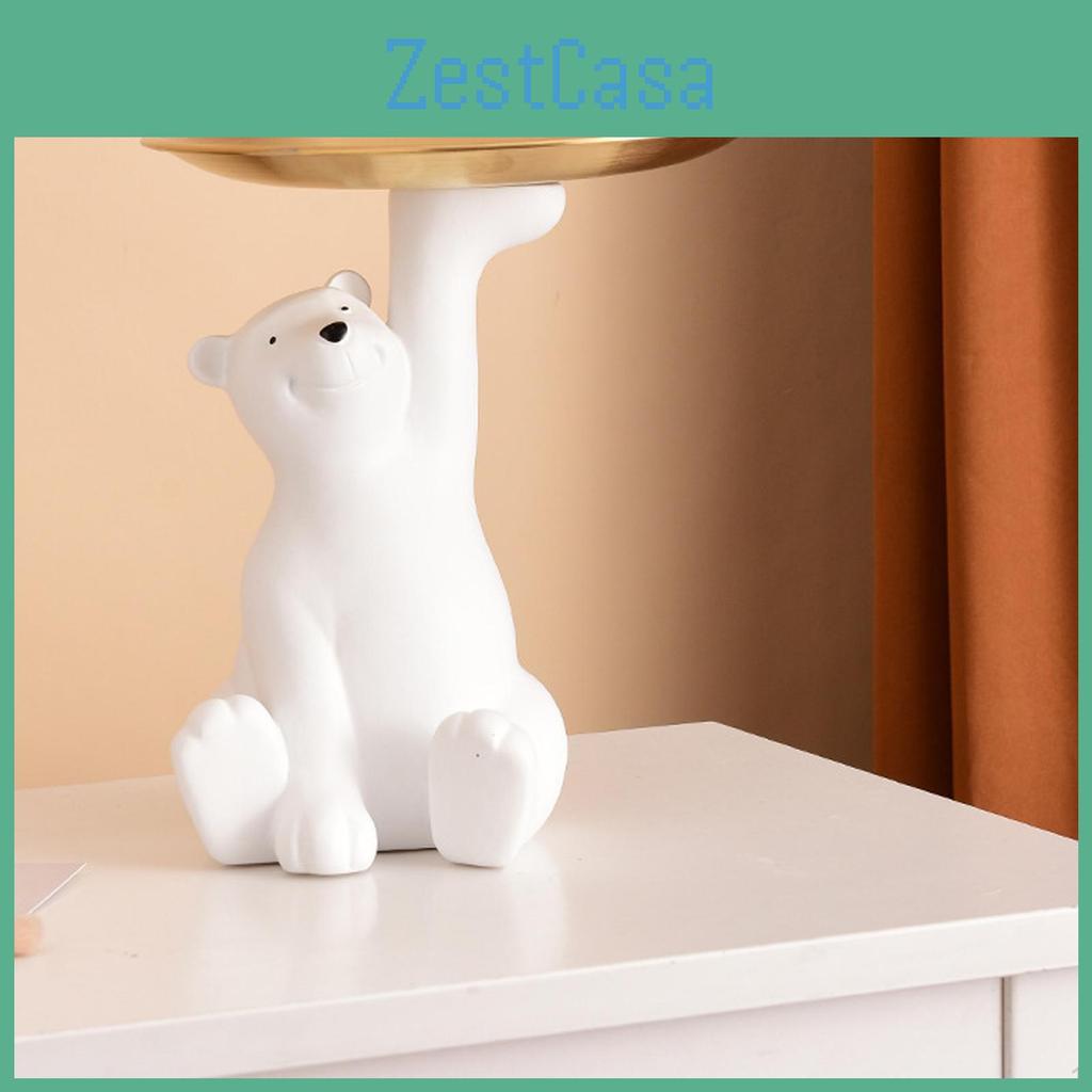 Storage Polar Statue Boxanimal Bear Figurine Decoration Desktop Dish Jewelry Tray Organizer For