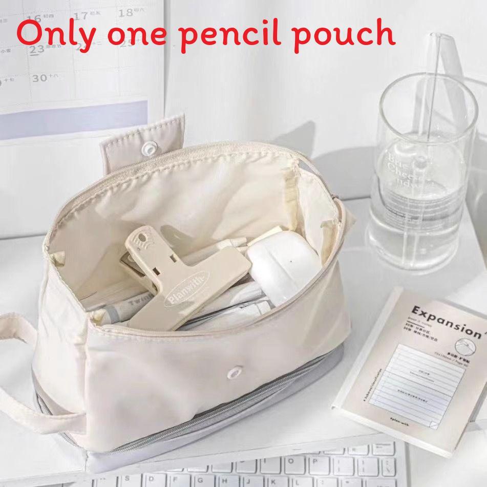 Student Nylon Double Layer Pencil Case Large Capacity Organizer For School And Office