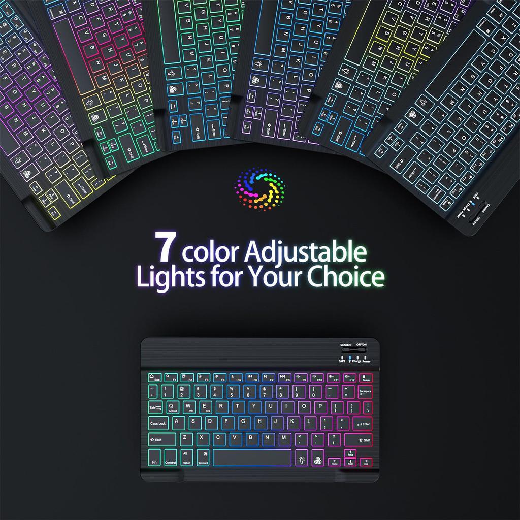Ultra-Thin Silent RGB Bluetooth Keyboard & Mouse Set for 10-inch iPad/Huawei – Rechargeable & Wireless