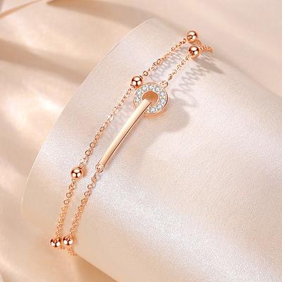 Armband S925 Sterling Silber Ein-Wort-Diamant-Doppelschicht-Schnalle-Armband für Frauen 2023 Neuer einfacher Handschmuck