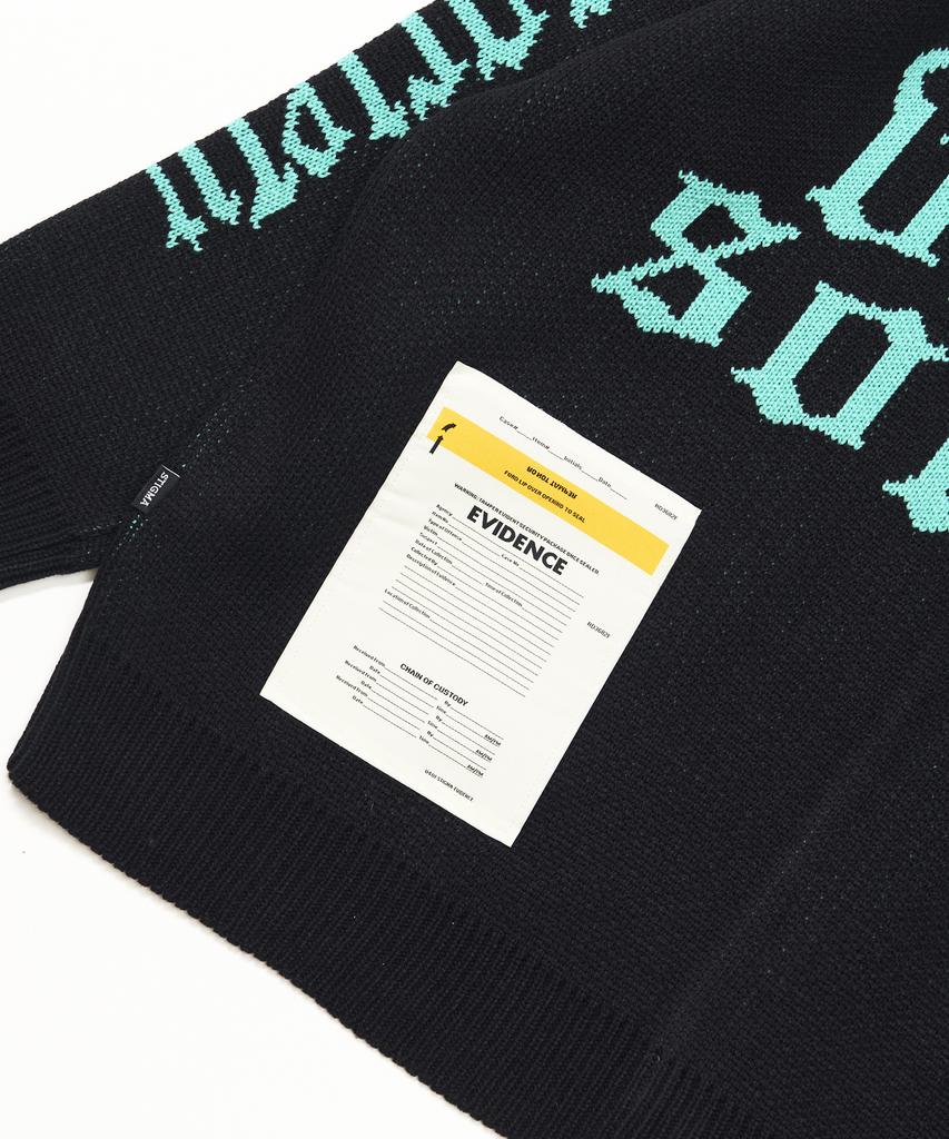 Stigma Old Letter Oversized Cardigan Black