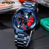 Regarder SANDA Mens Watch Rim Hub Watch Wheel Wristwatch Clock Sport Car Creative 360° Spinning Men Wrist Watch Reloj de hombre