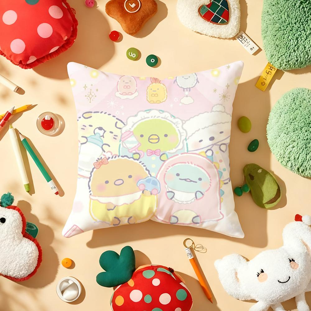 Kissenhülle Plüschstoff Weich Zweiseitig Bedruckt Sofa Warm Winter Zuhause Geschenk Kissenbezug Niedlich S-Sumikko G-Gurashi