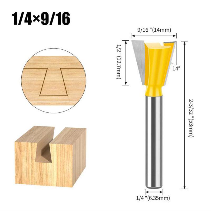 1Pc 6.35mm 12.7mm Shank Dovetail Joint Router Bits Set Dovetail Joint Router Bits Set 14 Degree Milling Cutter For Wood