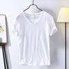 Summer Men Thin Breathable T-shirt V-neck Short Sleeve Solid Color Casual Basic Tees Casual Bottoms Pullover Tops