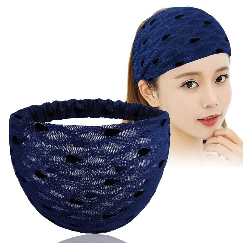 Punkte breiter Rand Stirnband: Atmungsaktives weißes Kopftuch-Set für Yoga, Laufen & Sport - Elastische Haarspange für Frauen