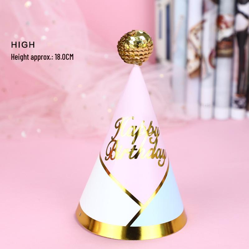 Shiny Cute Birthday Hat with Plush Ball for Party Costumes (Child & Adult)