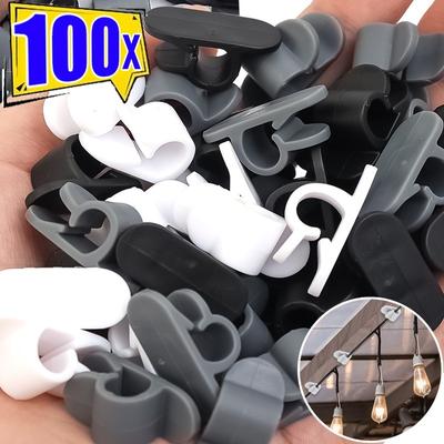 5/100PCS Samoprzylepne klipsy kablowe Ścienny sznur świetlny Wiszący uchwyt Organizer kabli do domu, biura, samochodu, stały zacisk