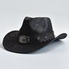 Western Cowboy Hat for Men Women Faux Leather Vintage Gentleman Cowgirl Costume Jazz Hats Sombrero Hombre