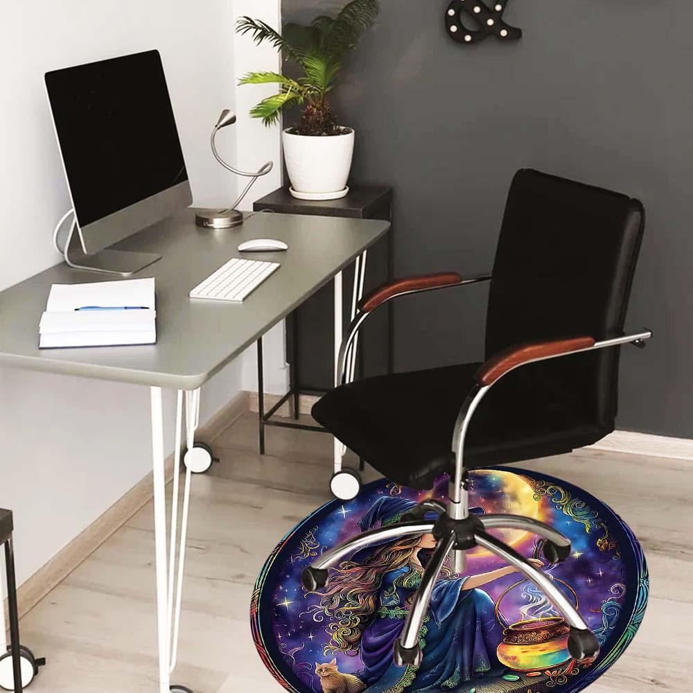 Witch Under The Moon Round Rug Suitable For Office Reception Office Chair Protection Carpet And Also Suitable For Gifts To Relatives And Friends