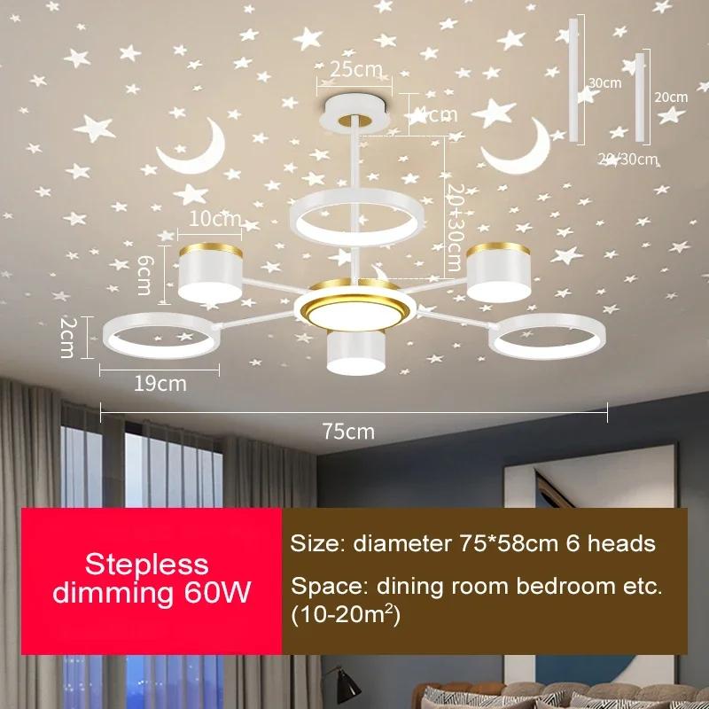 Nordic Creative Living Room Chandeliers Romantic Starry Sky 2025 New Modern White Home Bedroom Stepless Dimming Lighting Fixture
