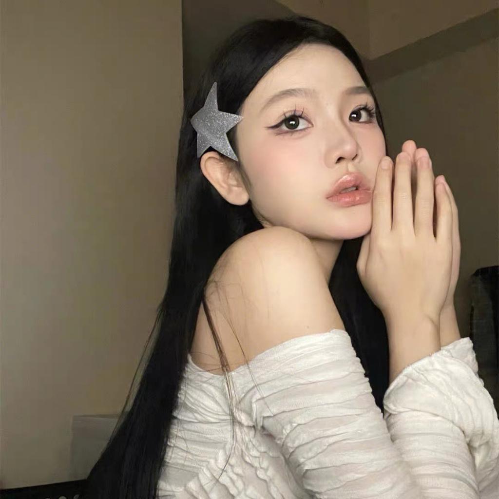 Femei Grup Wind Silver Super Flash Iregular Star Agrafă de primăvară Clip de un cuvânt Spice Girl Super Cool La modă Clip laterală Femeie