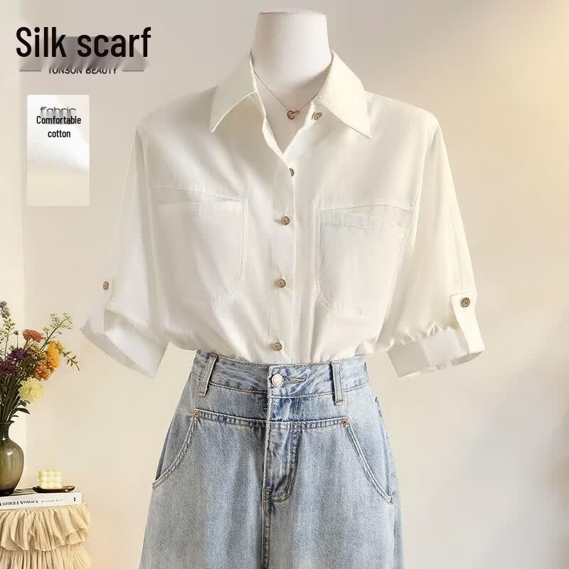 Women s Loose-fit Solid Commuter Blouse M