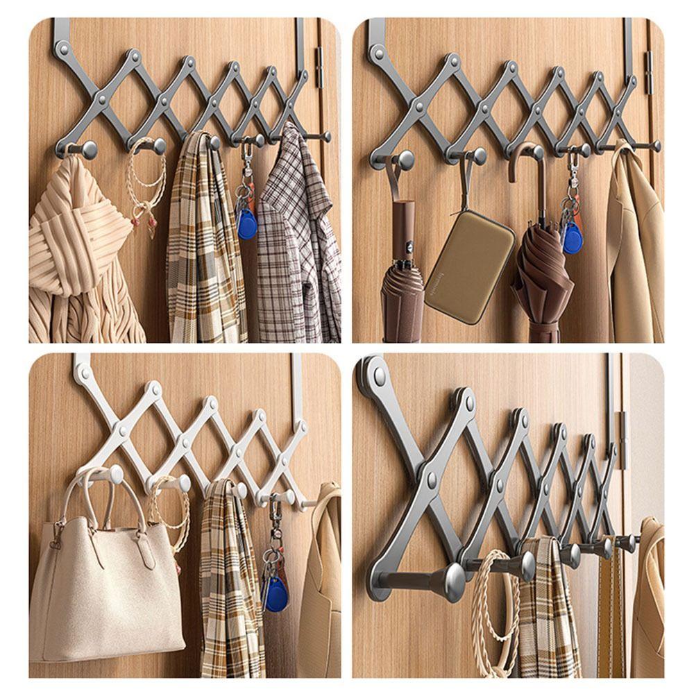 No-Punch Clothes Coat Hooks Retractable Hanging Coat Rack Clothing Hangers  Kitchen Supplies