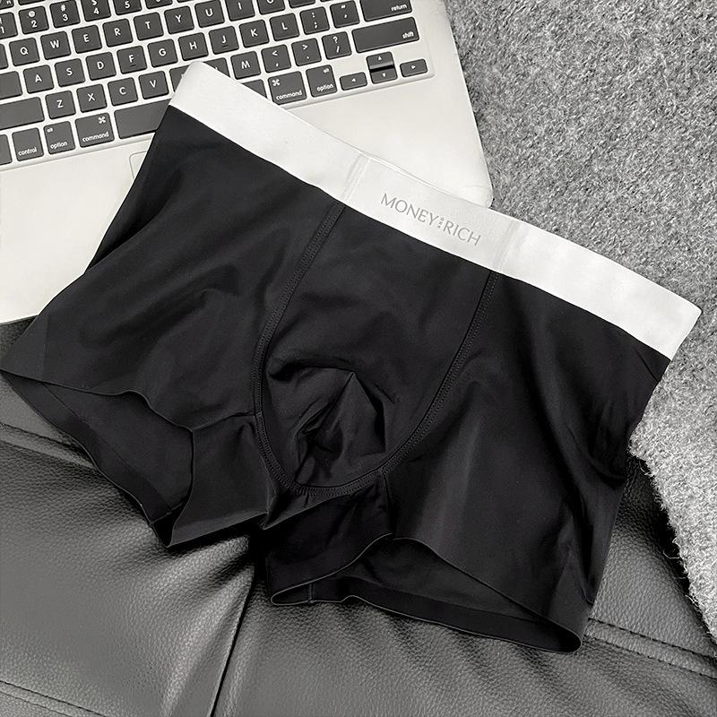 Large Size Men's New Spring and Summer Ice Silk No Mark Flat Angle Underwear