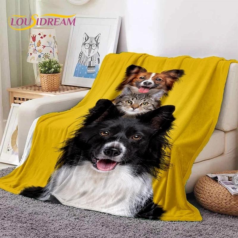 Cute Dog Samoye, Chihuahua, Husky, Koki Cartoon Soft Flannel Blanket for Beds Bedroom Sofa Picnic,Throw Blanket Outdoor Leisure