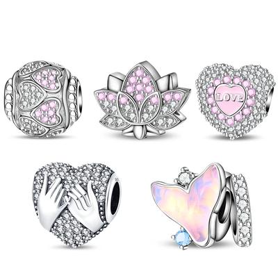 Pink Lovely Fine And White Lotus Bead Copper Colors For Charm Copper Colors Genuine Bracelets For Jewellery Crafting