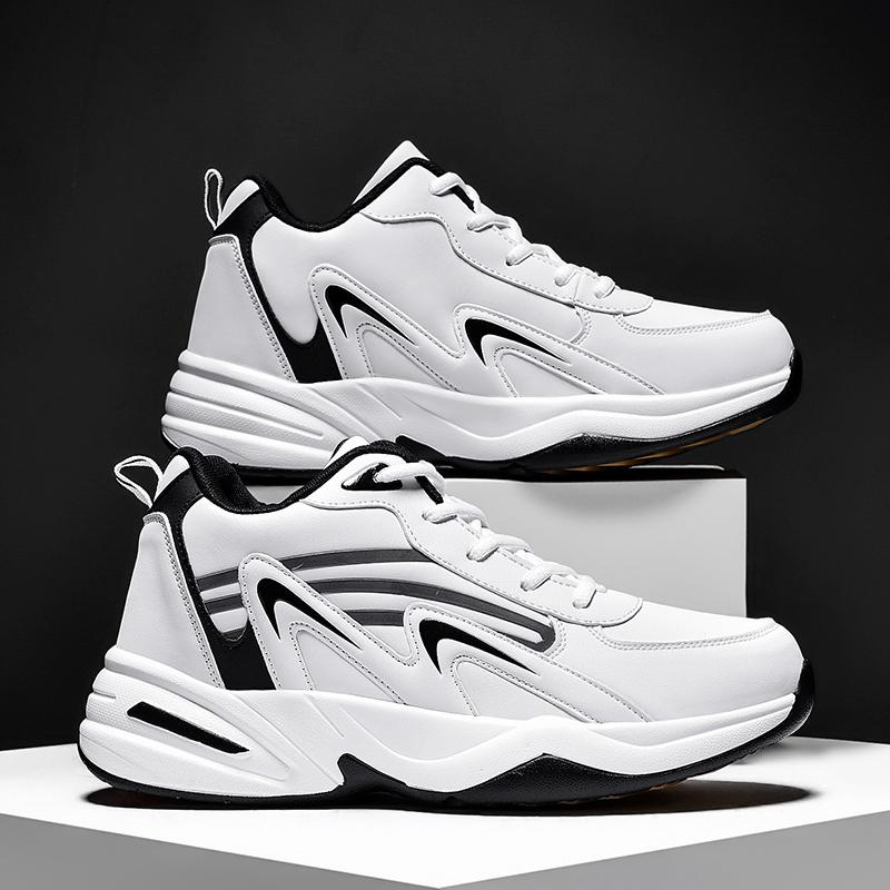 

Sports and leisure shoes, men s shoes, marathon oversized air cushioned shoes, fly woven all season rubber, wear-resistant, anti 40 белый