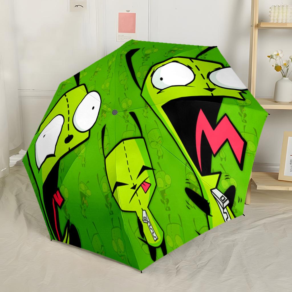 Invader Zim Automatic Umbrella Compact 8-Rib Lightweight Lightweight All-Season Travel Outdoor Accessory