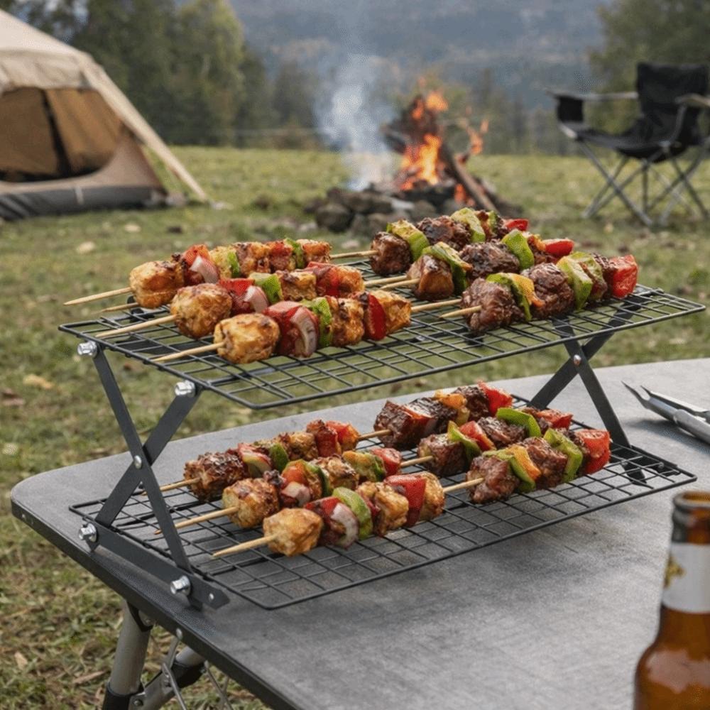 Multi-Purpose Multi Layer Collapsible Cooling Rack Non-stick Adjustable Bread Cooling Rack Mesh Folding Camping Rack Barbecue