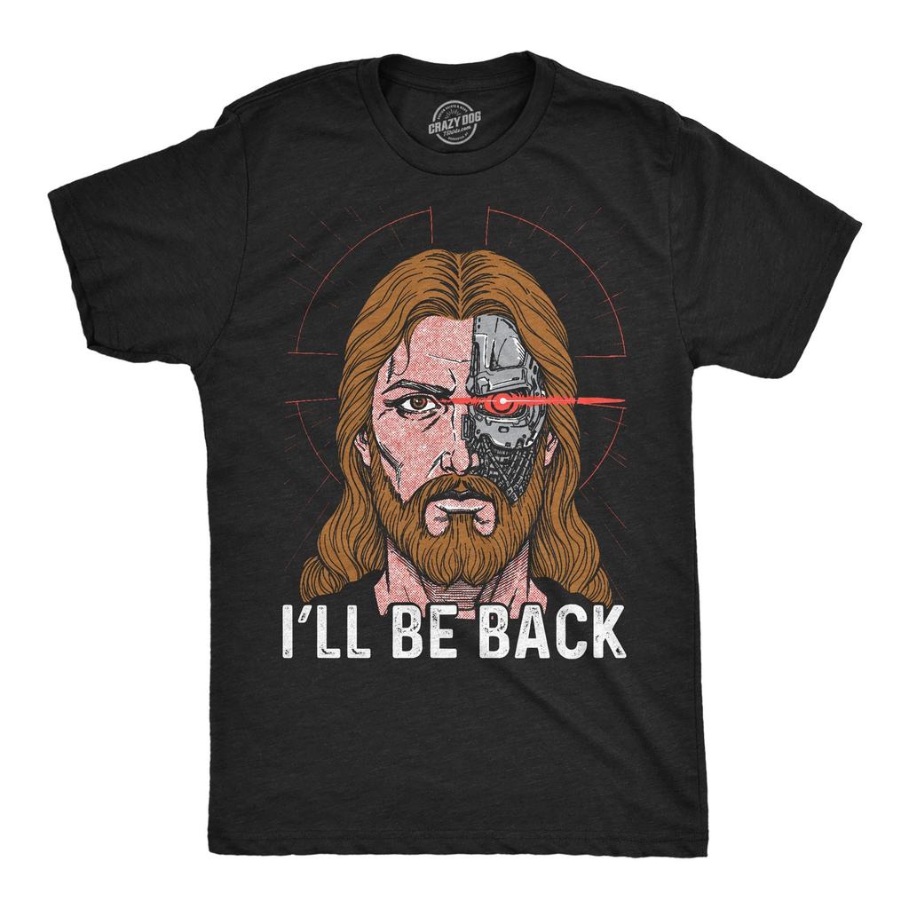 Heren Grappige T-shirts Ik Kom Terug Jezus Sarcastisch Religieus Grafisch Nieuwigheid T-shirt Voor