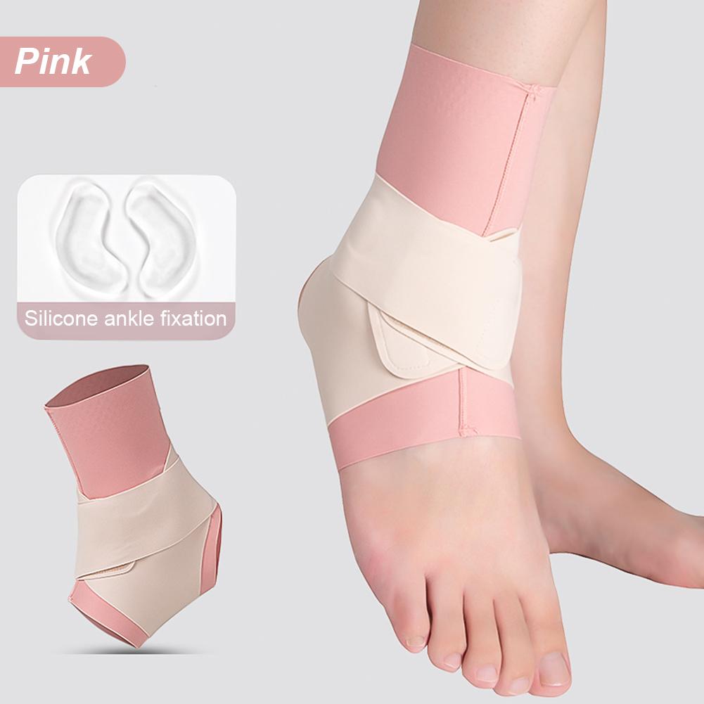 

1 шт. ультратонкая защита для связок голеностопного сустава со встроенным силиконовым бандажом для защиты от растяжений голеностопного сустава, реабилитационное защитное снаряжение с компрессионной повязкой Pink S