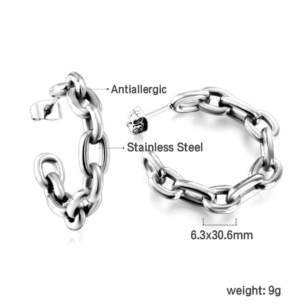 Gold Open Link Chain Hoop Earrings Minimalist Small Loop Ear Studs For Women