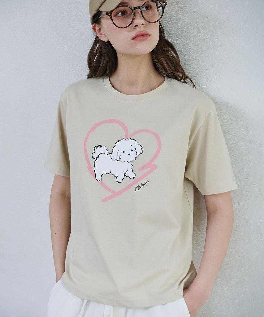 MALOUPE 5220 Puppy Graphic T-Shirt (Beige)
