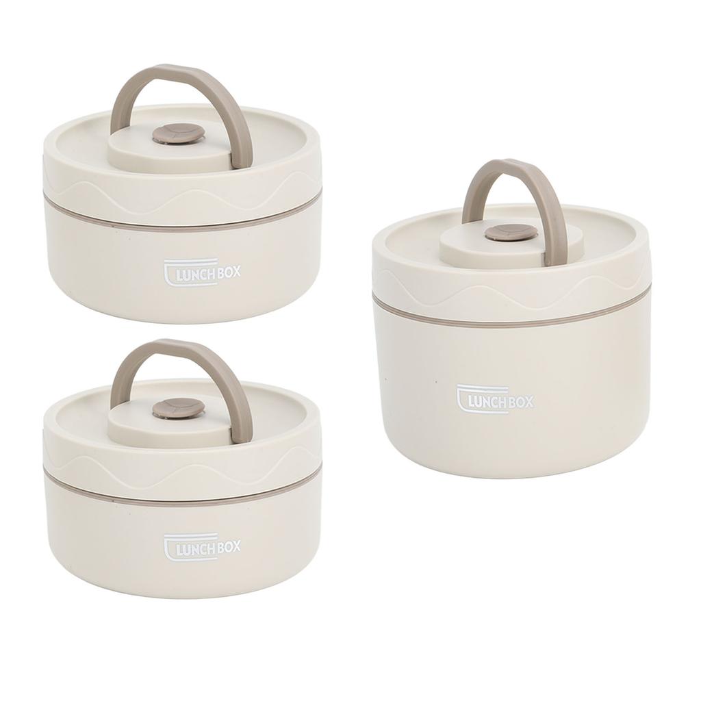 Insulated Lunch Container 304 Stainless Steel Leakproof Portable Round Thermal Bento Box with Lid and Thermal Bag