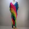 Rainbow Stretch Beach Dress: Colorful Cover-Up for Seaside Vacations & Bikini Sun Protection (5D30)