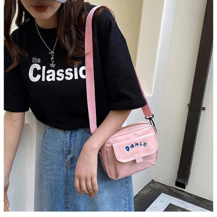 Adorable Simple Nylon Crossbody Bag For Girls In Black Pink Cream Blue Green