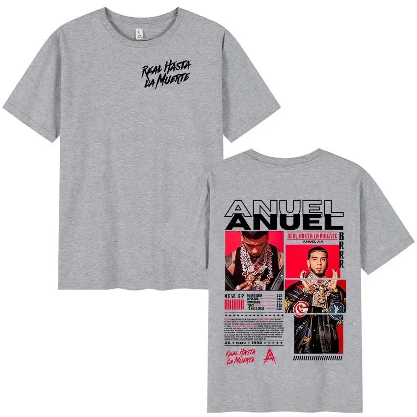 Rapper Anuel AA Real Hasta La Muerte Tour New Album T Shirts Men Women Hip Hop Gothic T-Shirts Cotton Short Sleeve T-Shirt Tees