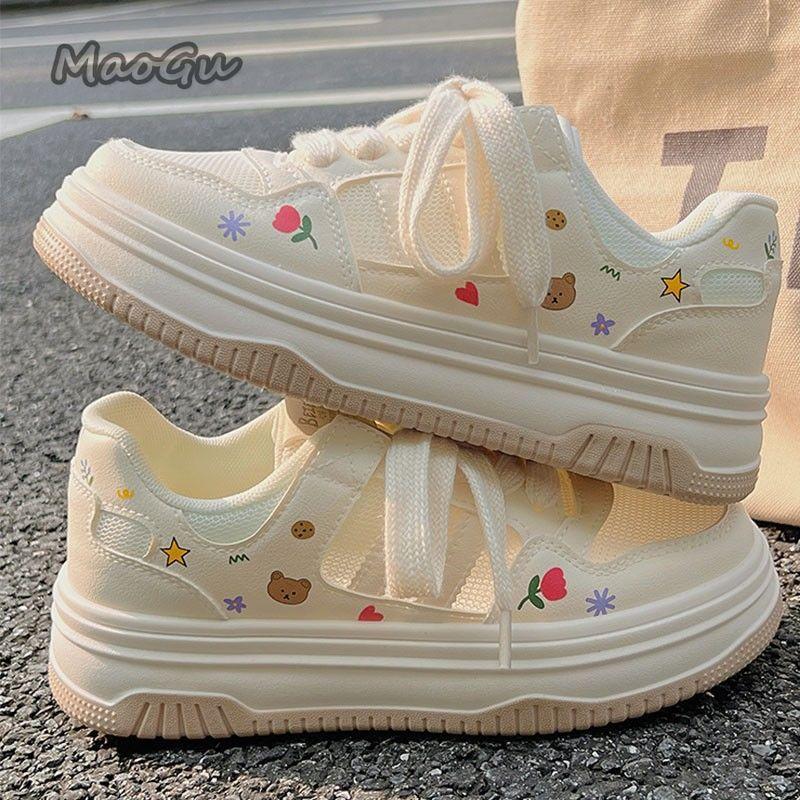 Cute Cartoon Designer Sneakers Women 2024 Summer Breathable Mesh Women's Vulcanized Shoes Casual Student Platform Shoes
