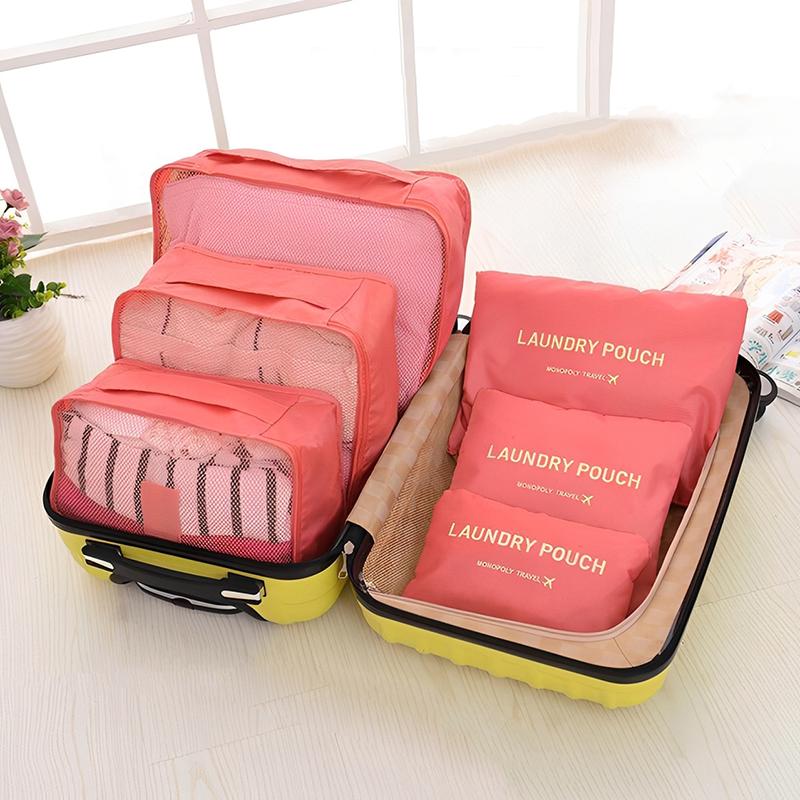 6 In 1 Travel Organizer Laundry Pouch Travel Luggage Bag Clothes Organizer Set