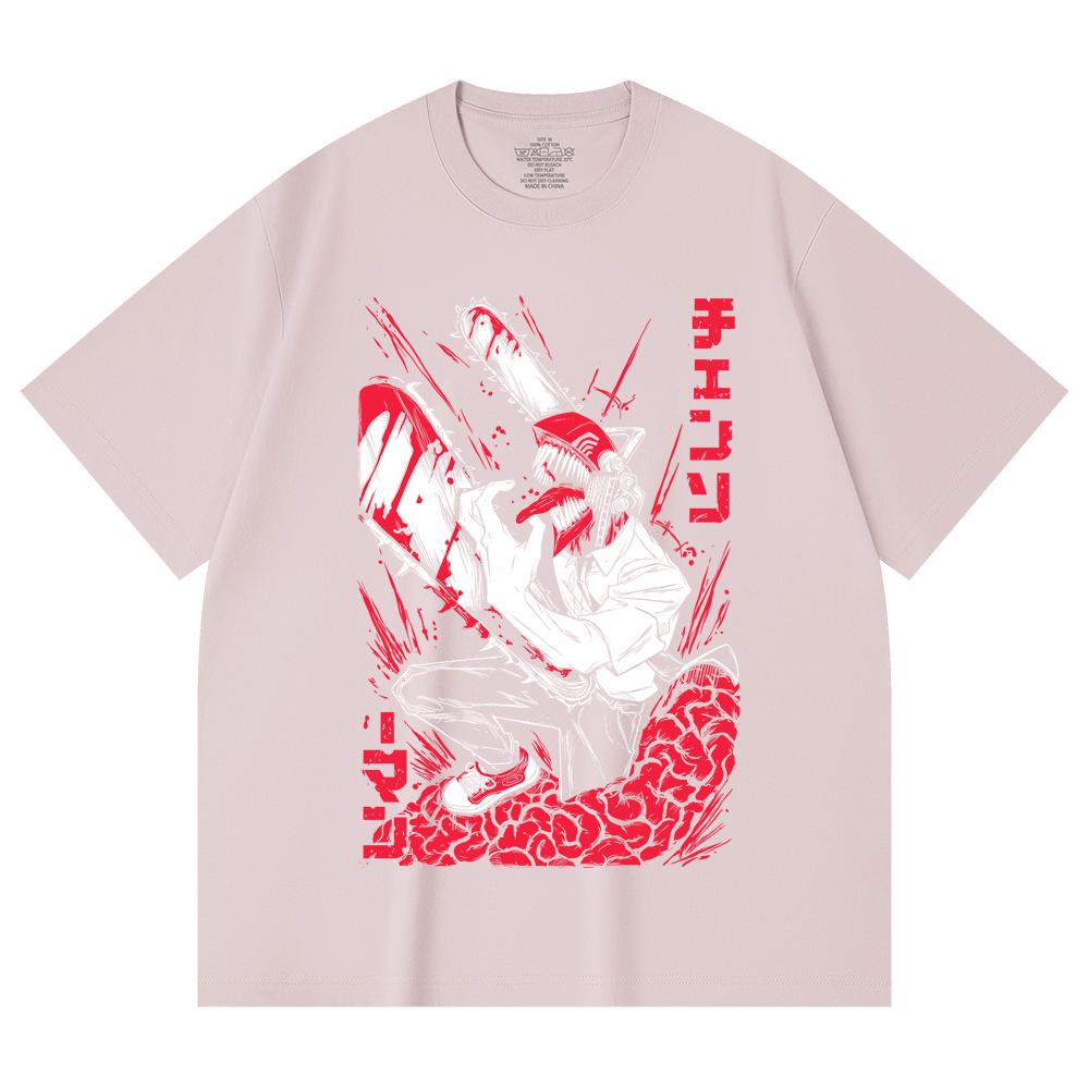 230 Gsm 100% Cotton Chainsaw Man V28 Denji Print Unisex Heavy Cotton T Shirt