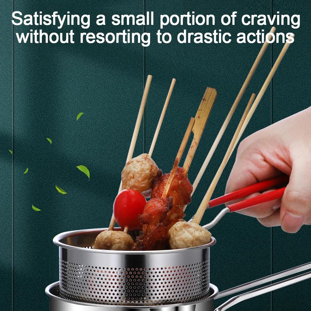1200ML Deep Frying Pot with Strainer Basket Mesh Frying Pasta Pan 304 Stainless Steel for French Fries Chicken Fry