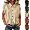 Camicia Casual da Donna a Bottoni Manica Corta Orlo con Coulisse Vestibilità Rilassata Top Leggero per l'Uso Quotidiano