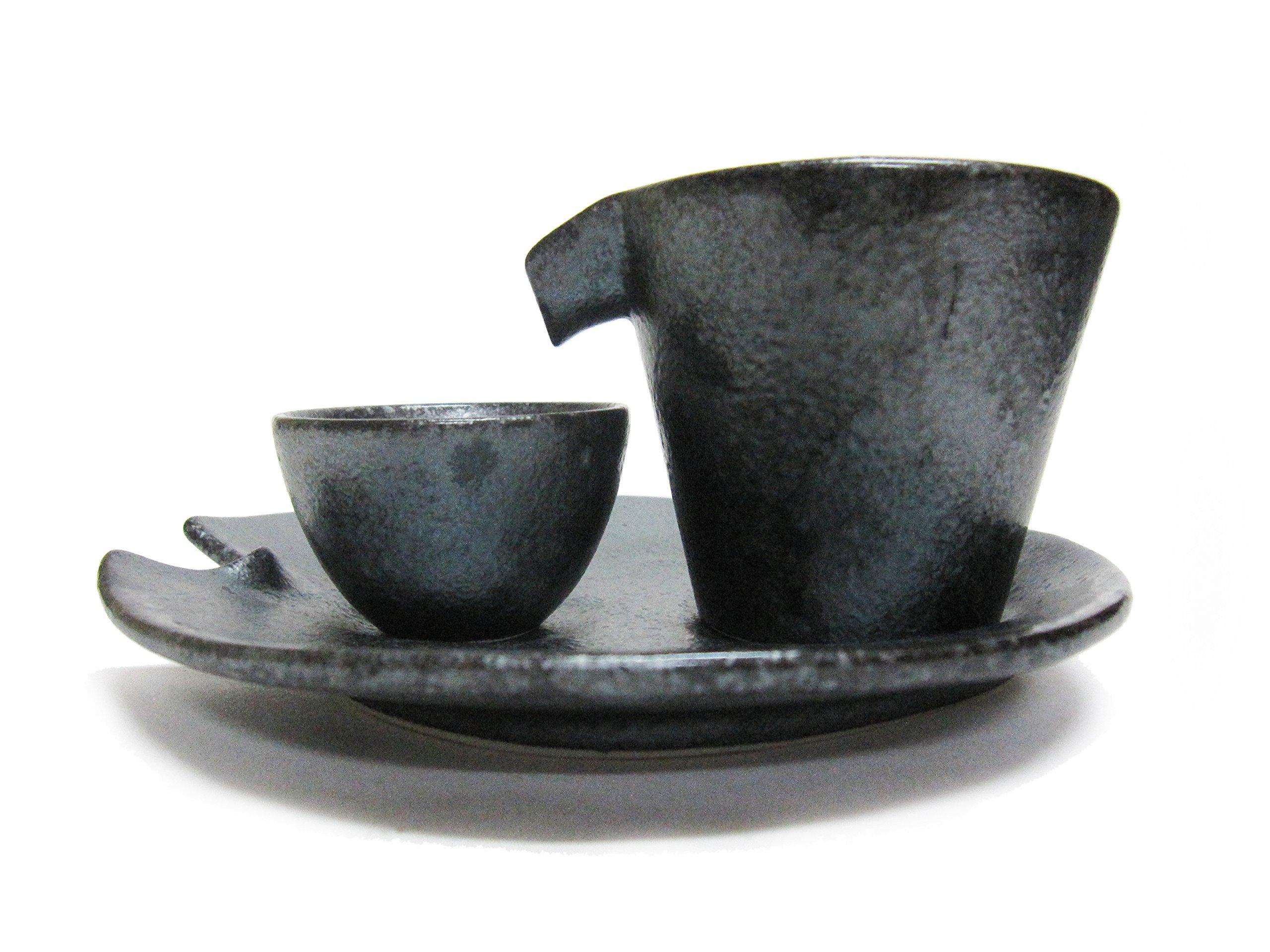 

[Сакеварка] Шипящий набор для холодного саке, серебристо-черный