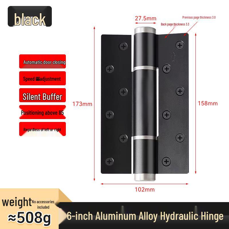 Adjustable Silent Hydraulic Door Closer with Concealed Double Leaf Hinge - Automatic Closing, 5-inch/6-inch Positioning