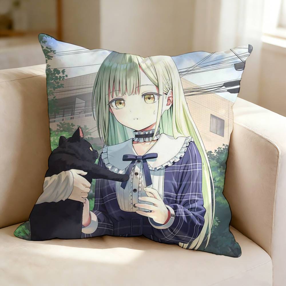 B-BanG Dream M-Mutsumi Wakaba Cute Pillow Case Square Double-Sided Sofa Cushion Cover Bedroom Bedside Pillow